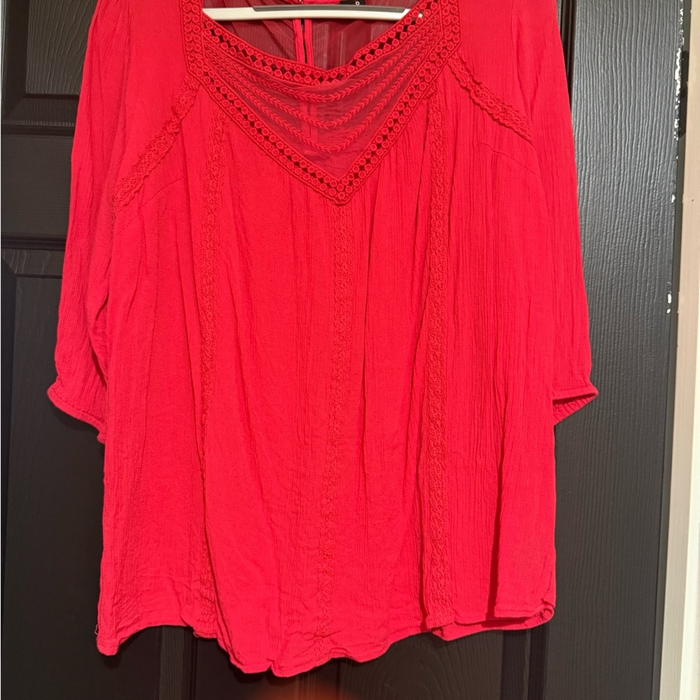 Torrid Coral Embellished 3/4 Sleeve Blouse